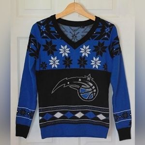 Orlando Magic Klew Women's Big Logo V-Neck Ugly Sweater 💙🖤